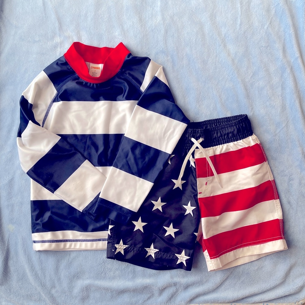 Gymboree swim shirt and swim shorts boys sz 5